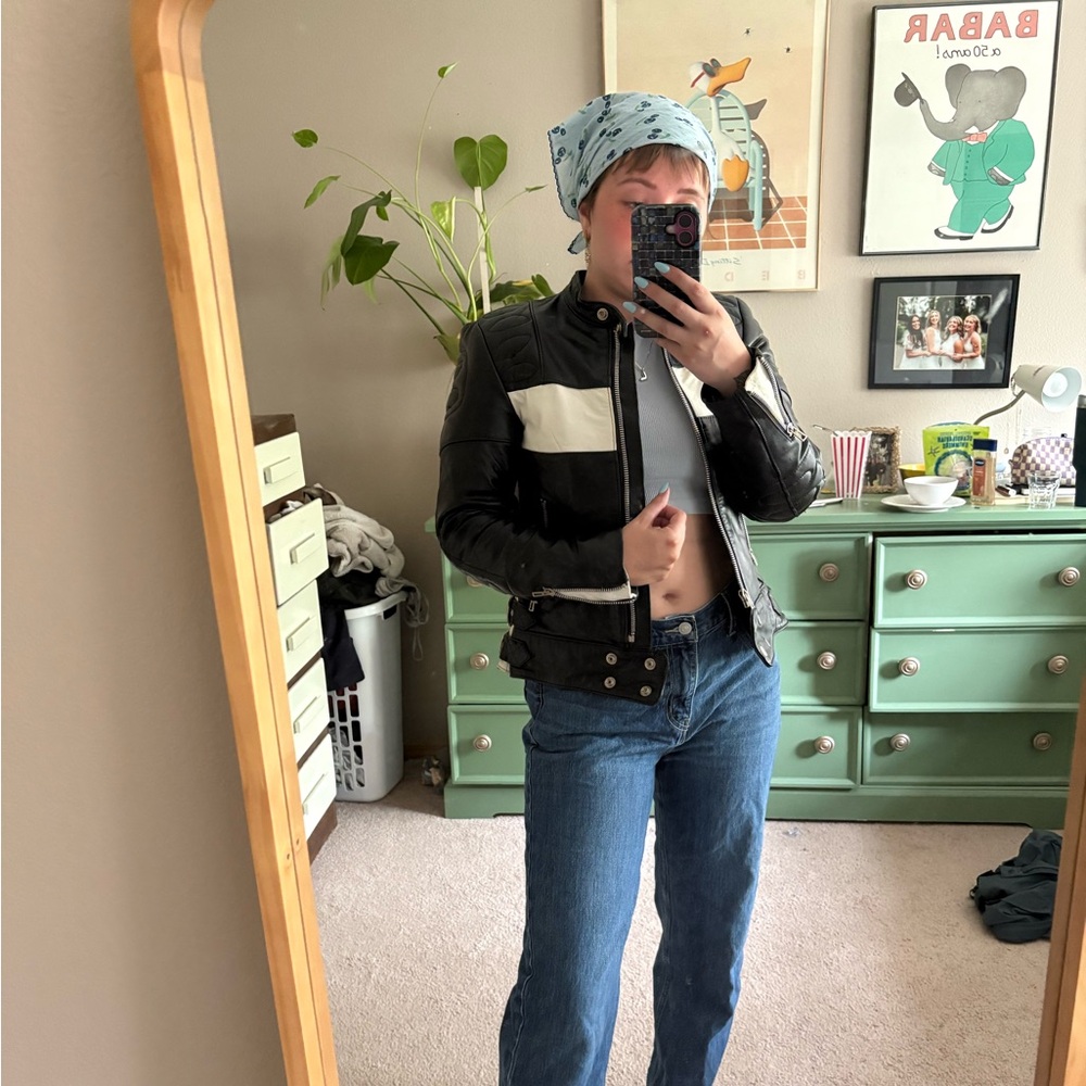 Women’s leather moto jacket